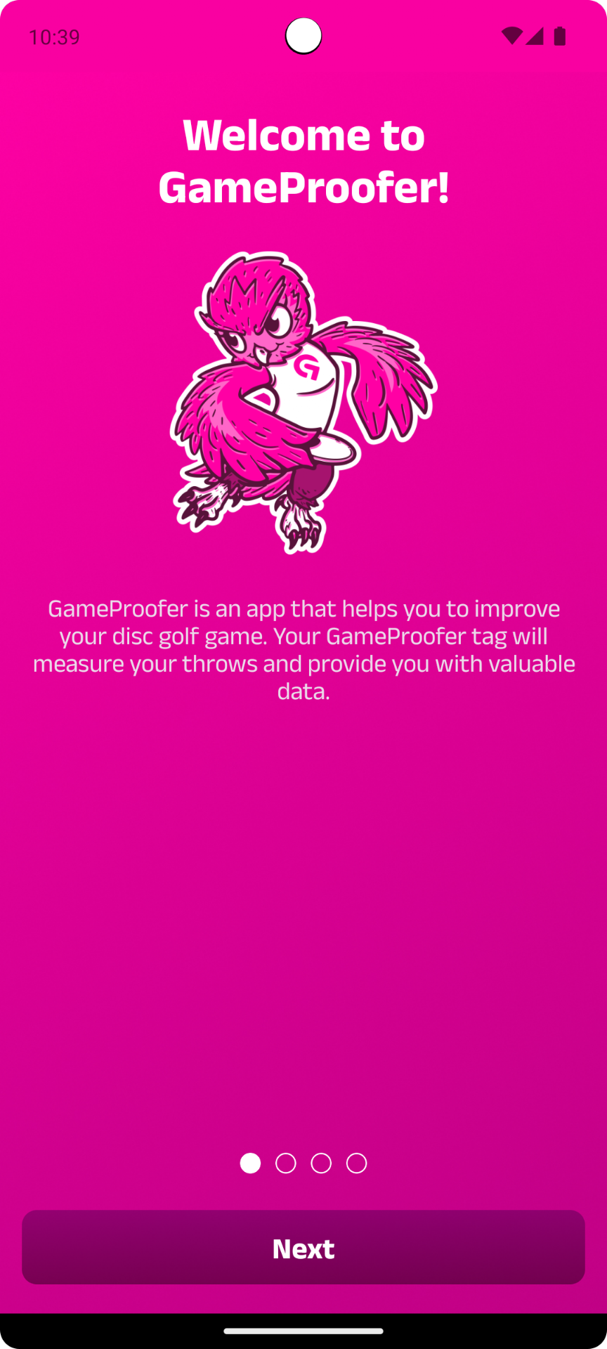 GameProofer-appen – skärmdump av kastdata